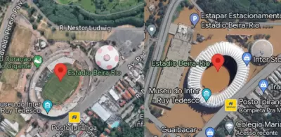 Cidade ficou marrom: Google Maps mostra enchente no RS; veja antes e depois