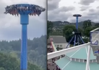 Pessoas ficam presas de cabeça para baixo após falha em brinquedo centenário de parque de diversões; vídeo