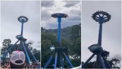 Vídeo: 28 pessoas ficam de cabeça para baixo após pane em carrossel